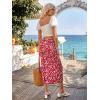 imageFloerns Womens Boho Floral High Waist Split A Line Midi SkirtBurgundy