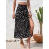 imageFloerns Womens Boho Floral High Waist Split A Line Midi SkirtDark Black Floral