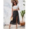 imageFloerns Womens Boho Floral High Waist Split A Line Midi SkirtDark Black Floral
