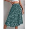 imageFloerns Womens Boho Floral High Waist Split A Line Midi SkirtDark Disty Green