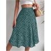 imageFloerns Womens Boho Floral High Waist Split A Line Midi SkirtDark Disty Green