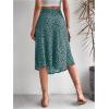imageFloerns Womens Boho Floral High Waist Split A Line Midi SkirtDark Disty Green