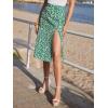 imageFloerns Womens Boho Floral High Waist Split A Line Midi SkirtDisty Green