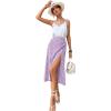 imageFloerns Womens Boho Floral High Waist Split A Line Midi SkirtDitsy Purple
