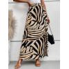 imageFloerns Womens Boho Floral High Waist Split A Line Midi SkirtKhaki Black Striped