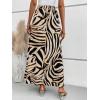 imageFloerns Womens Boho Floral High Waist Split A Line Midi SkirtKhaki Black Striped