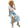 imageFloerns Womens Boho Floral High Waist Split A Line Midi SkirtLight Blue