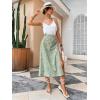 imageFloerns Womens Boho Floral High Waist Split A Line Midi SkirtPale Green