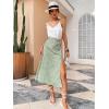 imageFloerns Womens Boho Floral High Waist Split A Line Midi SkirtPale Green