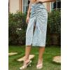 imageFloerns Womens Boho Floral High Waist Split A Line Midi SkirtPastel Blue