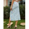 imageFloerns Womens Boho Floral High Waist Split A Line Midi SkirtPastel Blue