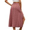 imageFloerns Womens Boho Floral High Waist Split A Line Midi SkirtRed Floral