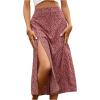 imageFloerns Womens Boho Floral High Waist Split A Line Midi SkirtRed Floral