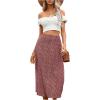 imageFloerns Womens Boho Floral High Waist Split A Line Midi SkirtRed Floral