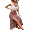 imageFloerns Womens Boho Floral High Waist Split A Line Midi SkirtRed Floral