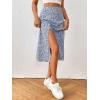 imageFloerns Womens Boho Floral High Waist Split A Line Midi SkirtRoyal Blue White