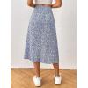 imageFloerns Womens Boho Floral High Waist Split A Line Midi SkirtRoyal Blue White