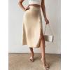 imageFloerns Womens Boho Floral High Waist Split A Line Midi SkirtSolid Apricot