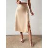 imageFloerns Womens Boho Floral High Waist Split A Line Midi SkirtSolid Apricot