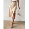 imageFloerns Womens Boho Floral High Waist Split A Line Midi SkirtSolid Apricot