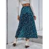imageFloerns Womens Boho Floral High Waist Split A Line Midi SkirtTeal Blue