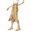 imageFloerns Womens Boho Floral High Waist Split A Line Midi SkirtYellow