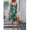 imageFloerns Womens Floral Print Cold Shoulder Short Sleeve Wrap Hem A Line Midi DressDark Green