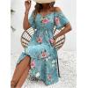 imageFloerns Womens Floral Print Cold Shoulder Short Sleeve Wrap Hem A Line Midi DressGreen