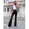 imageFloerns Womens High Waisted Flare Jeans Frayed Raw Hem Bell Bottom Denim PantsBlack