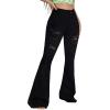 imageFloerns Womens High Waisted Flare Jeans Frayed Raw Hem Bell Bottom Denim PantsBlack Solid