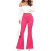 imageFloerns Womens High Waisted Flare Jeans Frayed Raw Hem Bell Bottom Denim PantsHot Pink