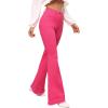 imageFloerns Womens High Waisted Flare Jeans Frayed Raw Hem Bell Bottom Denim PantsHot Pink