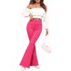 imageFloerns Womens High Waisted Flare Jeans Frayed Raw Hem Bell Bottom Denim PantsHot Pink