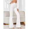 imageFloerns Womens High Waisted Flare Jeans Frayed Raw Hem Bell Bottom Denim PantsWhite