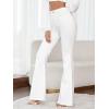 imageFloerns Womens High Waisted Flare Jeans Frayed Raw Hem Bell Bottom Denim PantsWhite