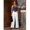 imageFloerns Womens Spaghetti Strap Draped Collar Backless Halter Neck Cami TopBlue