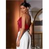 imageFloerns Womens Spaghetti Strap Draped Collar Backless Halter Neck Cami TopBurgundy