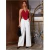 imageFloerns Womens Spaghetti Strap Draped Collar Backless Halter Neck Cami TopBurgundy