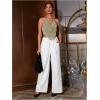 imageFloerns Womens Spaghetti Strap Draped Collar Backless Halter Neck Cami TopKhaki