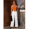 imageFloerns Womens Spaghetti Strap Draped Collar Backless Halter Neck Cami TopOrange