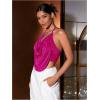 imageFloerns Womens Spaghetti Strap Draped Collar Backless Halter Neck Cami TopPink