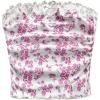 imageFloerns Womens Allover Print Lace Trim Bowknot Strapless Bandeau Ruched Crop Tube TopPink Flower