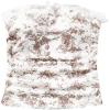imageFloerns Womens Allover Print Lace Trim Bowknot Strapless Bandeau Ruched Crop Tube TopWhite