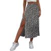 imageFloerns Womens Boho Floral High Waist Split A Line Midi SkirtBlack Dull Multi