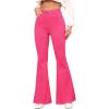 imageFloerns Womens High Waisted Flare Jeans Frayed Raw Hem Bell Bottom Denim PantsHot Pink