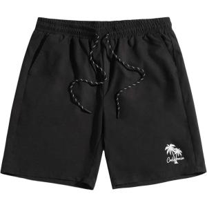 imageFloerns Mens Boho Tribal Print Drawstring Waist Summer Shorts with PocketBlack