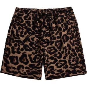 imageFloerns Mens Boho Tribal Print Drawstring Waist Summer Shorts with PocketBrown Leopard