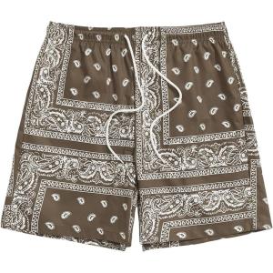 imageFloerns Mens Boho Tribal Print Drawstring Waist Summer Shorts with PocketBrown Paisley