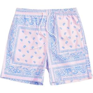 imageFloerns Mens Boho Tribal Print Drawstring Waist Summer Shorts with PocketLight Pink