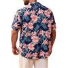 imageFloerns Mens Casual Tropical Print Button Down Short Sleeve Hawaiian ShirtBlue Pink Floral